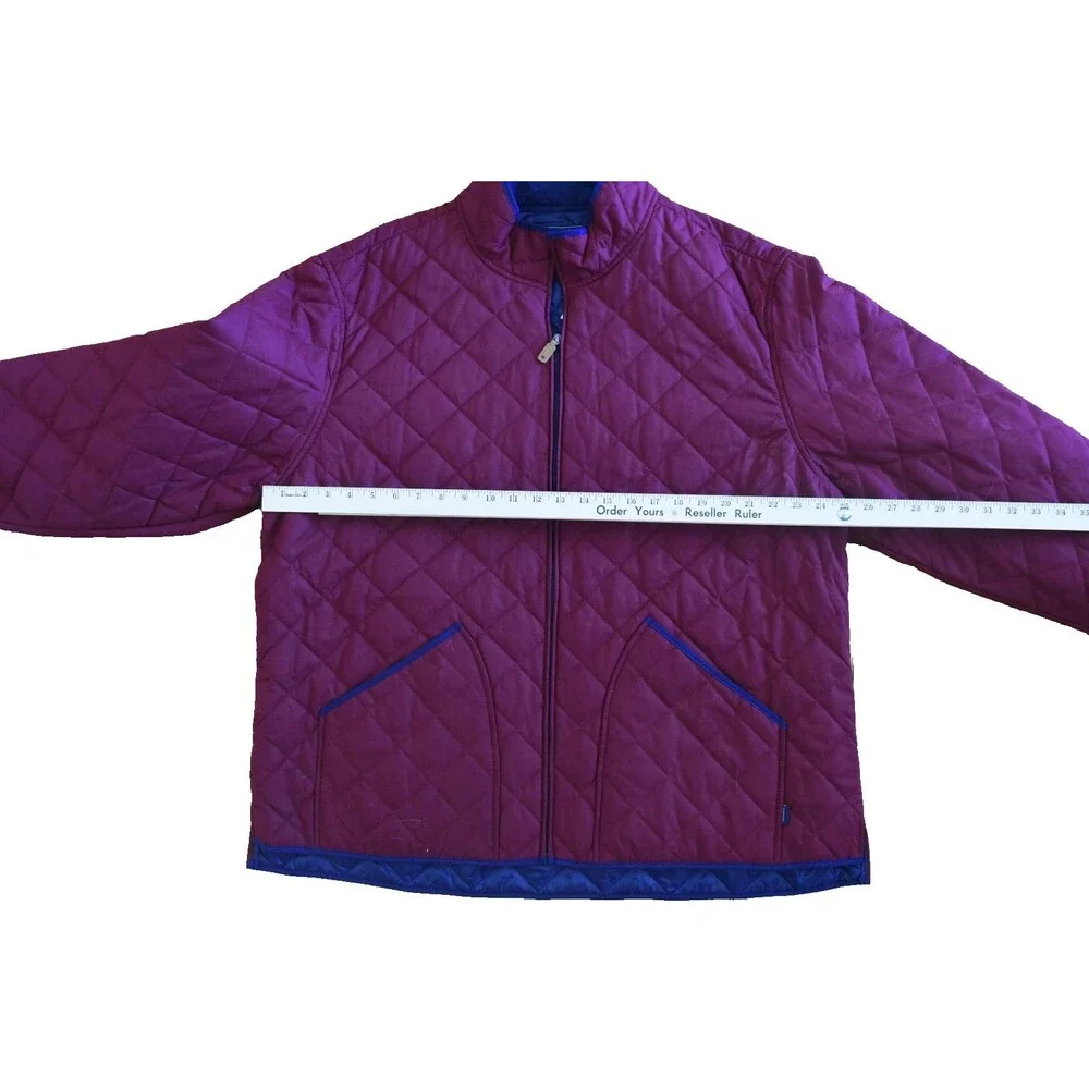 Crown & Ivy Quilted Maroon Jacket Coat with Navy Accents Size XXL Barn Chore